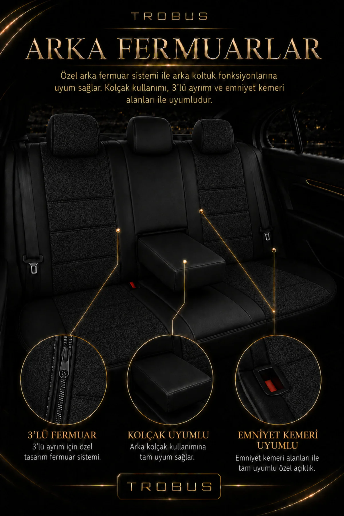 Peugeot 208 2012+ Uyumlu Lion Serisi Tay Tüyü Siyah Premium Koltuk Kılıfı