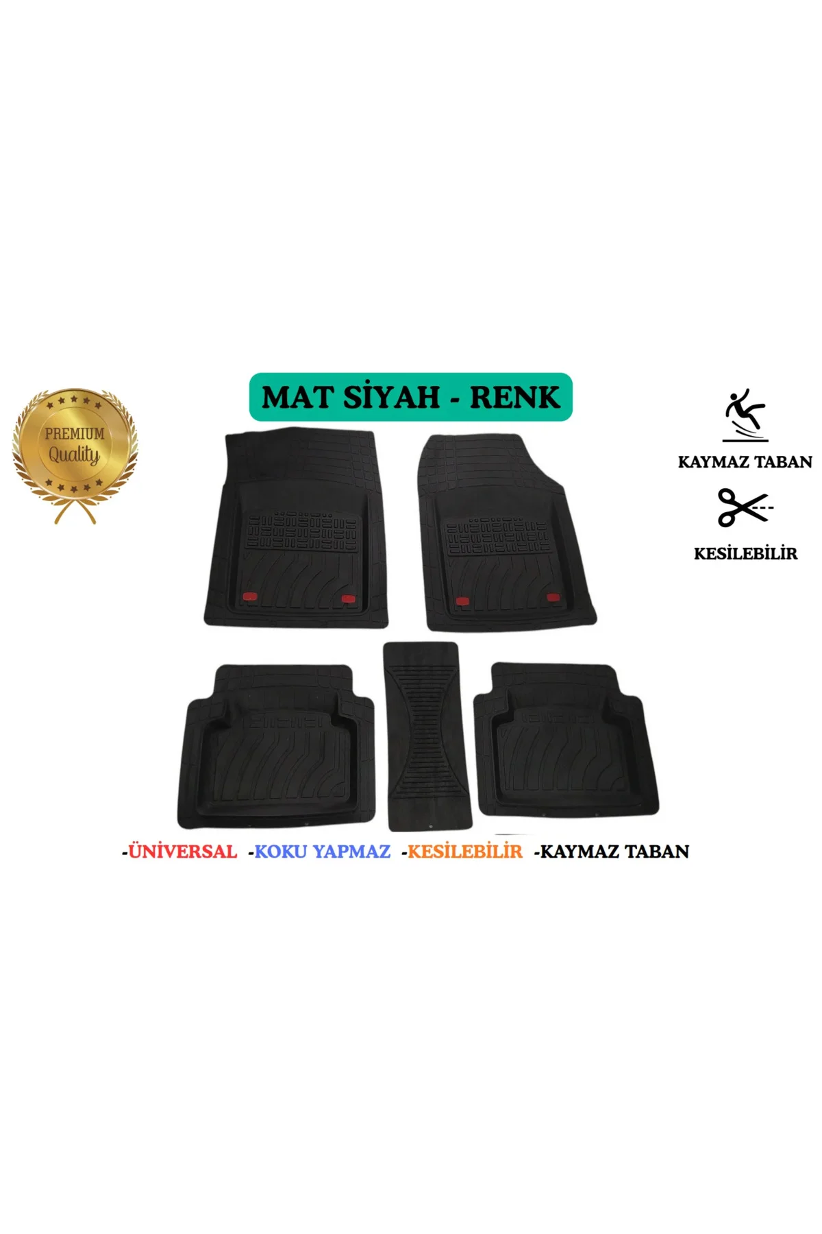 Peugeot 208 HB 2020 3D 5 Parça 3,5 Cm Havuzlu Oto Paspas Siyah
