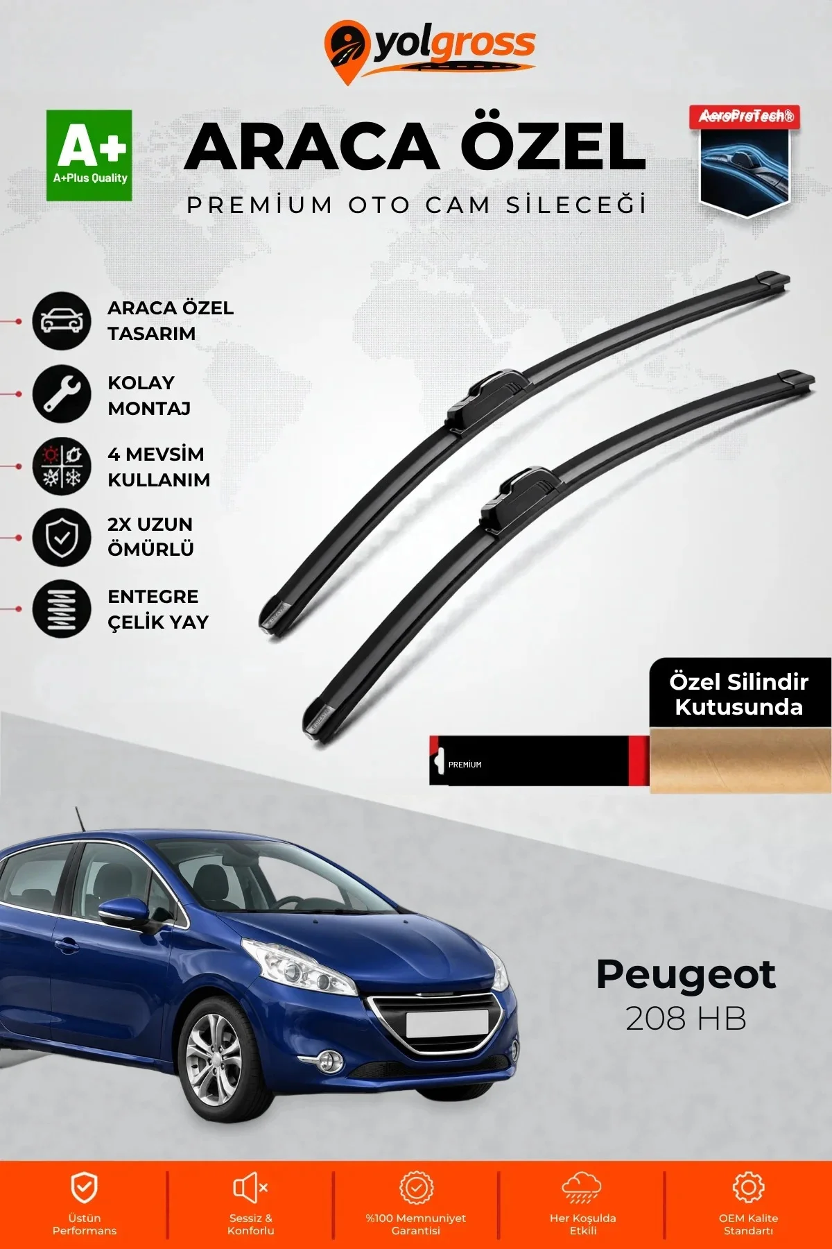 Peugeot 208 HB Ön Cam Silecek Seti 2012-2019 Premium Araca Özel 65-40 Cm A+ Kalite Peugeot 208 HB Ön Cam Silecek Seti 2012-2019 Premium Araca Özel 65-40 Cm A+ Kalite