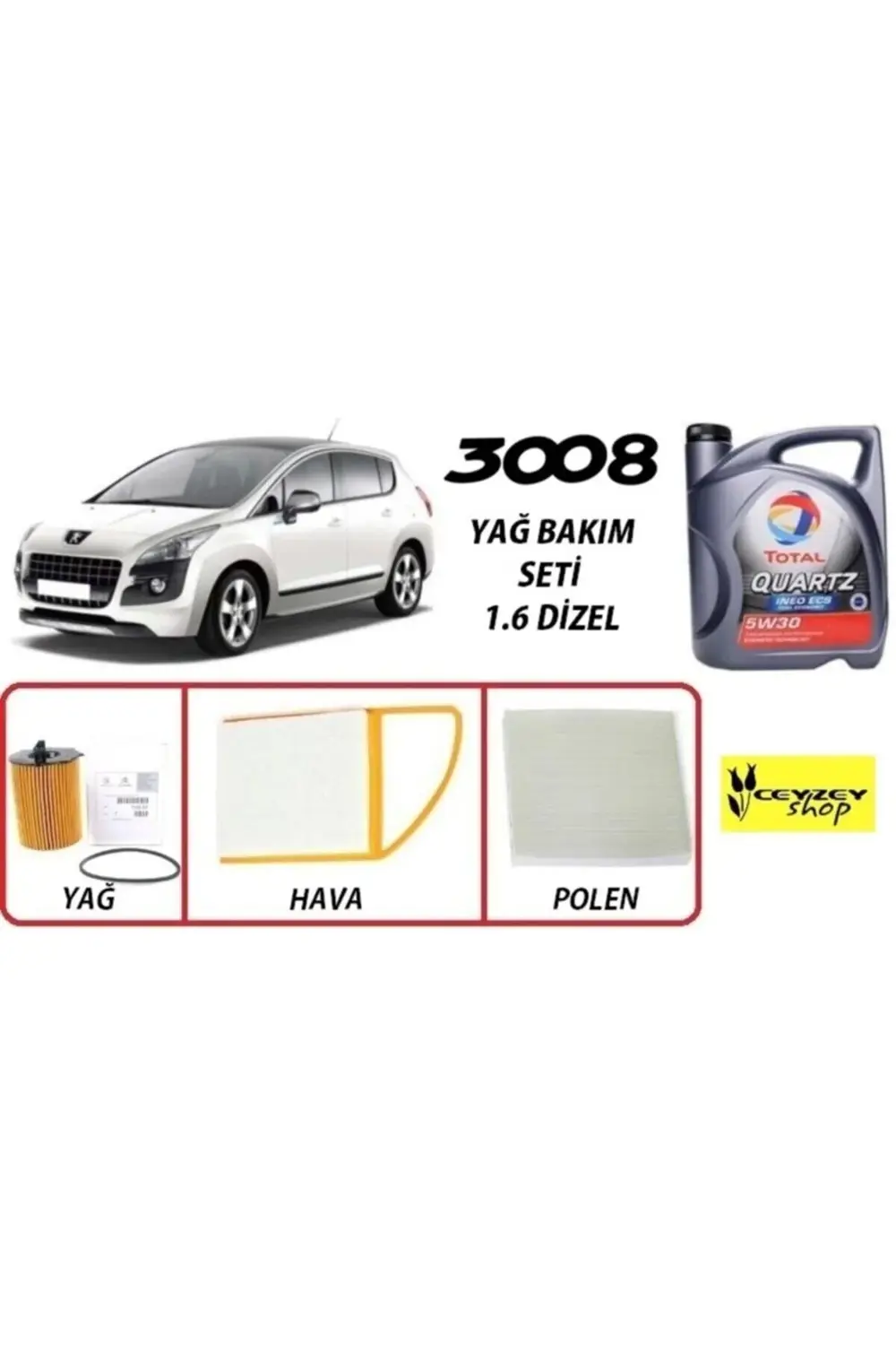 Peugeot 3008 1.6 Dizel Yağ Bakım 4lü Set 5w30 Ecs Euro5 Uyumlu