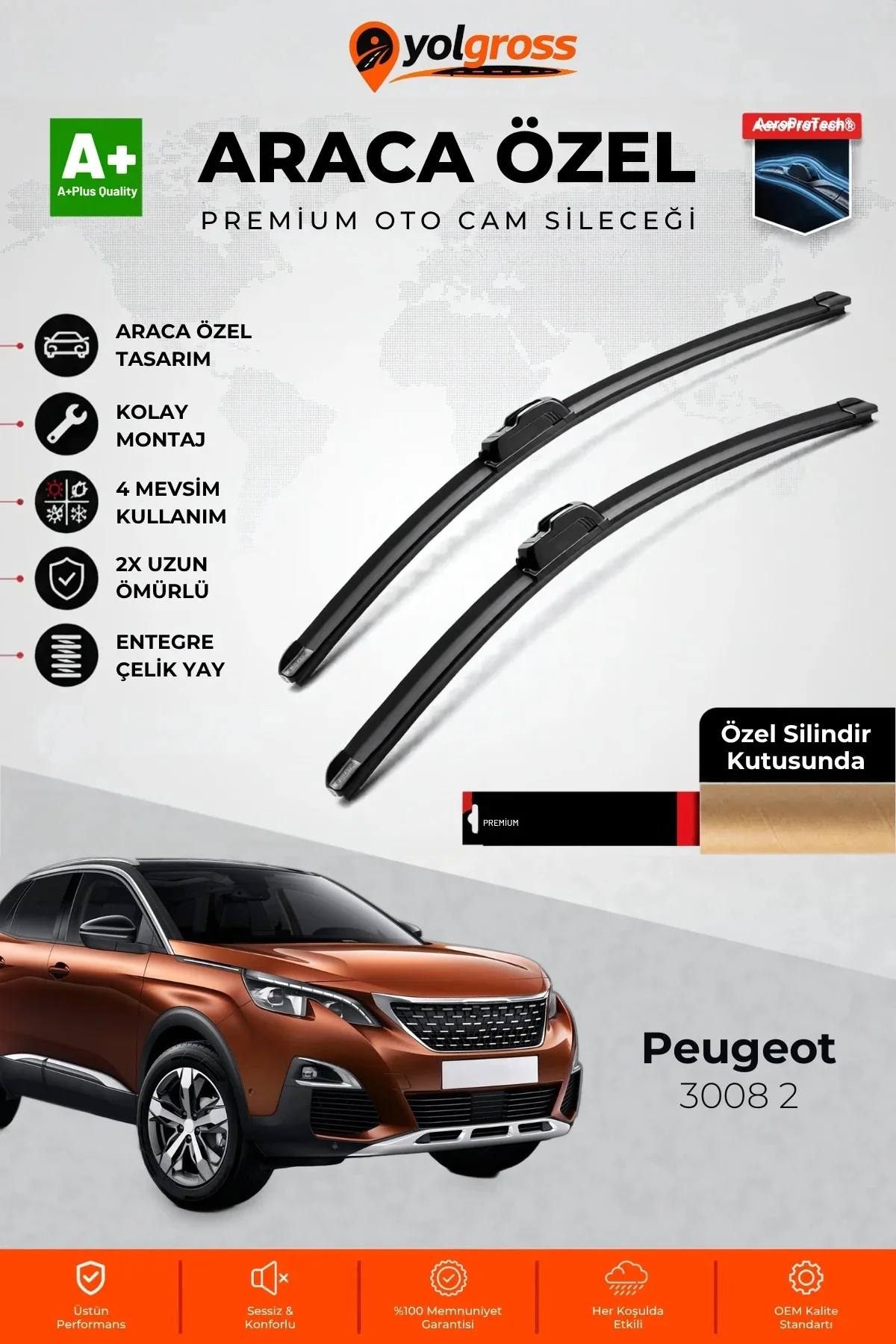 Peugeot 3008 2 Ön Cam Silecek Seti 2016-2023 Premium Araca Özel 70-40 Cm A+ Kalite Peugeot 3008 2 Ön Cam Silecek Seti 2016-2023 Premium Araca Özel 70-40 Cm A+ Kalite