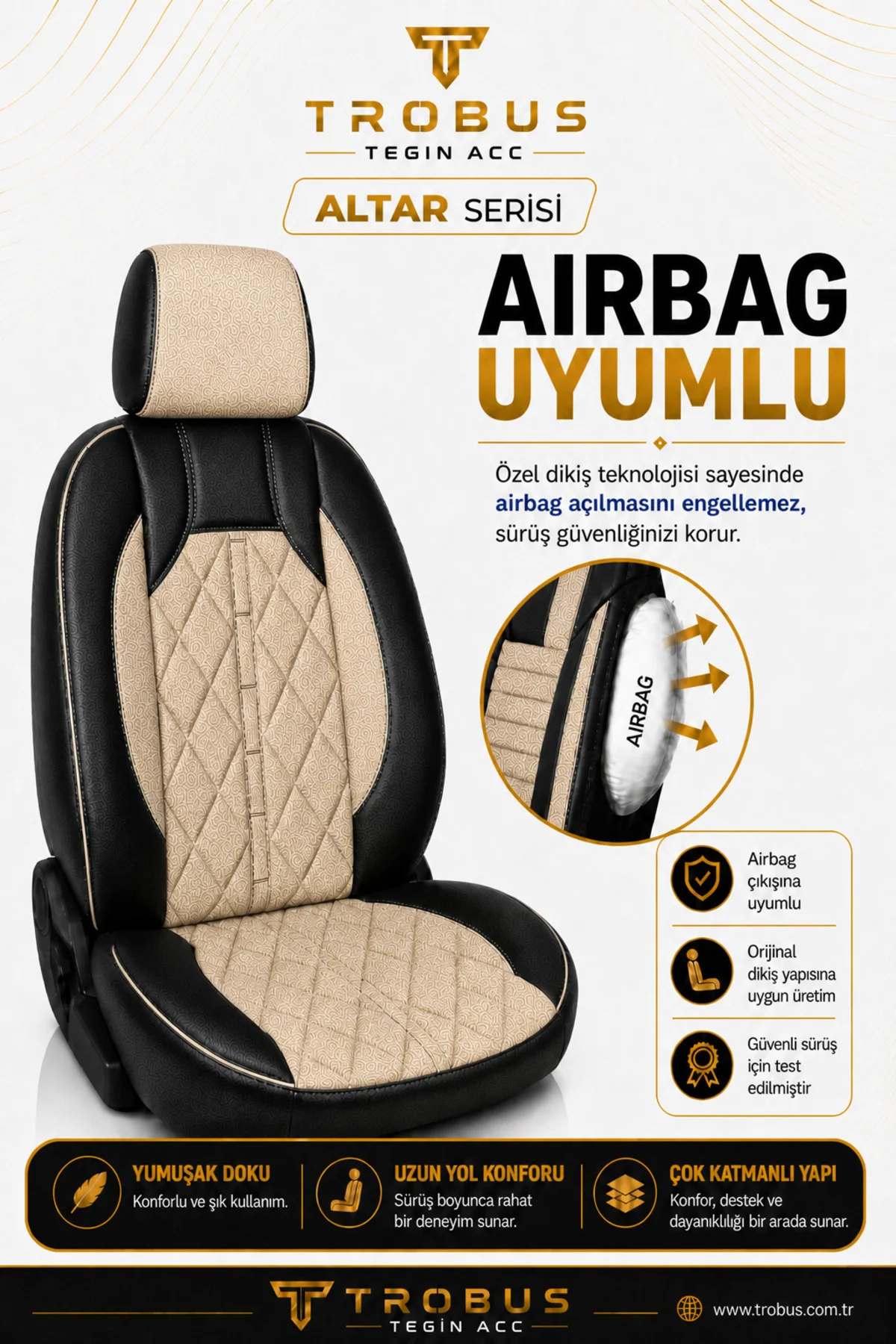 Peugeot 3008 2016+ Uyumlu Altar Serisi Tay Tüyü Bej Siyah Premium Koltuk Kılıfı