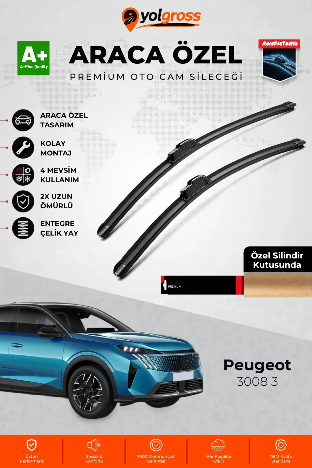 Peugeot 3008 3 Ön Cam Silecek Seti 2023 Üzeri Premium Araca Özel 70-40 Cm A+ Kalite