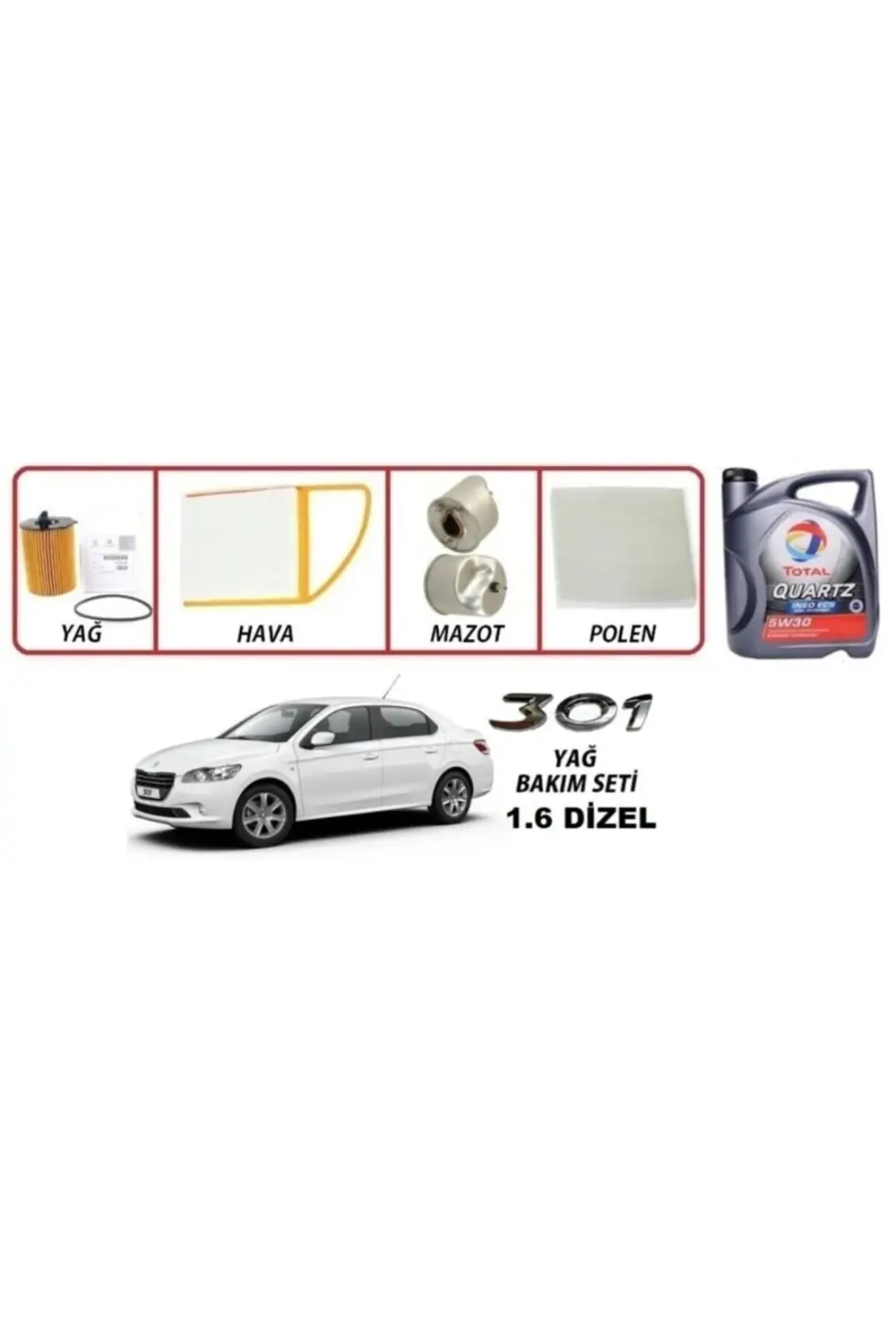 Peugeot 301 1.6 Dizel Yağ Bakım 5li Set 5w30 Ecs Euro5