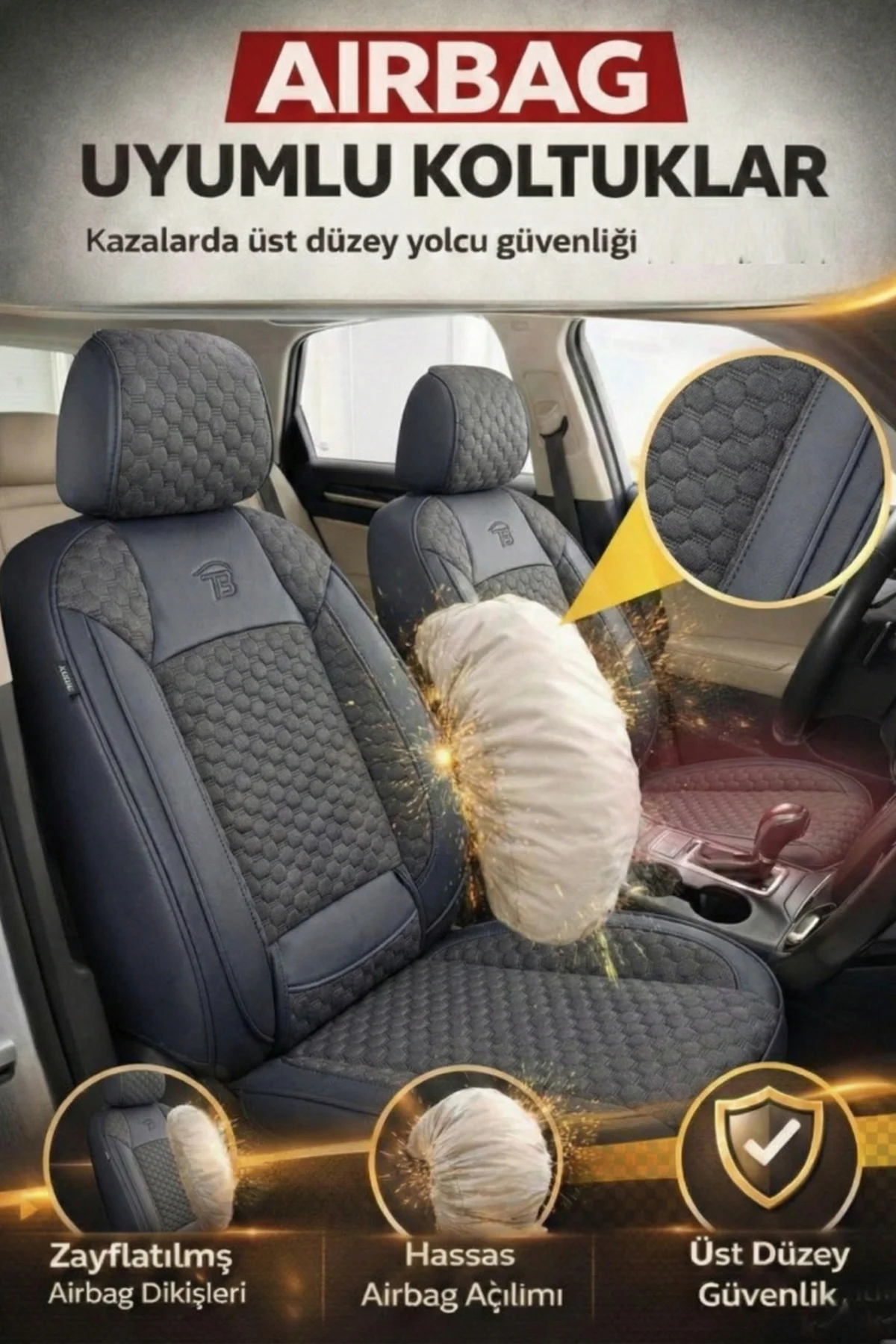 Peugeot 301 Allure Active 2012-2017 2+1 Arka Sırt Oturak Uyumlu Altay Serisi Füme Koltuk Kılıfı