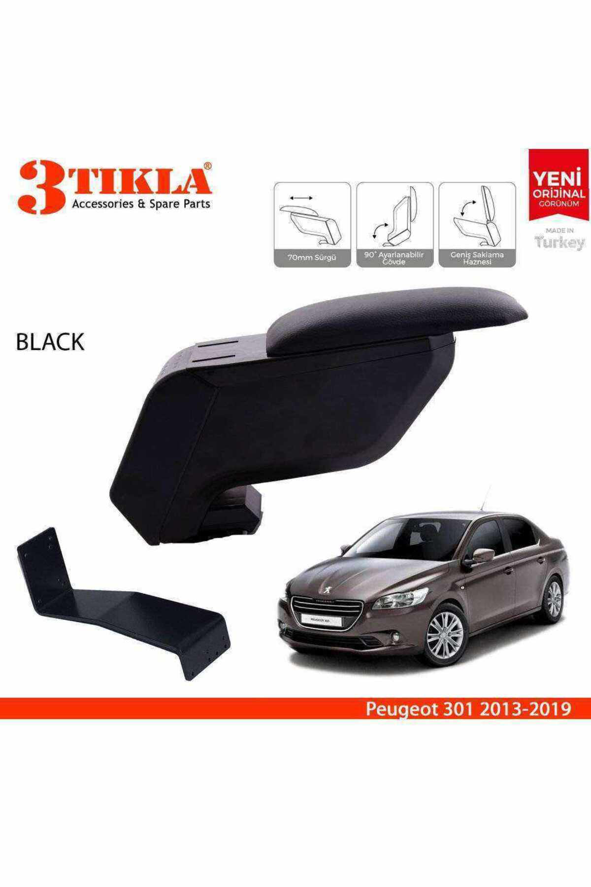 Peugeot 301 Delmesiz Çelik Ayaklı Siyah Kolçak Kol Dayama