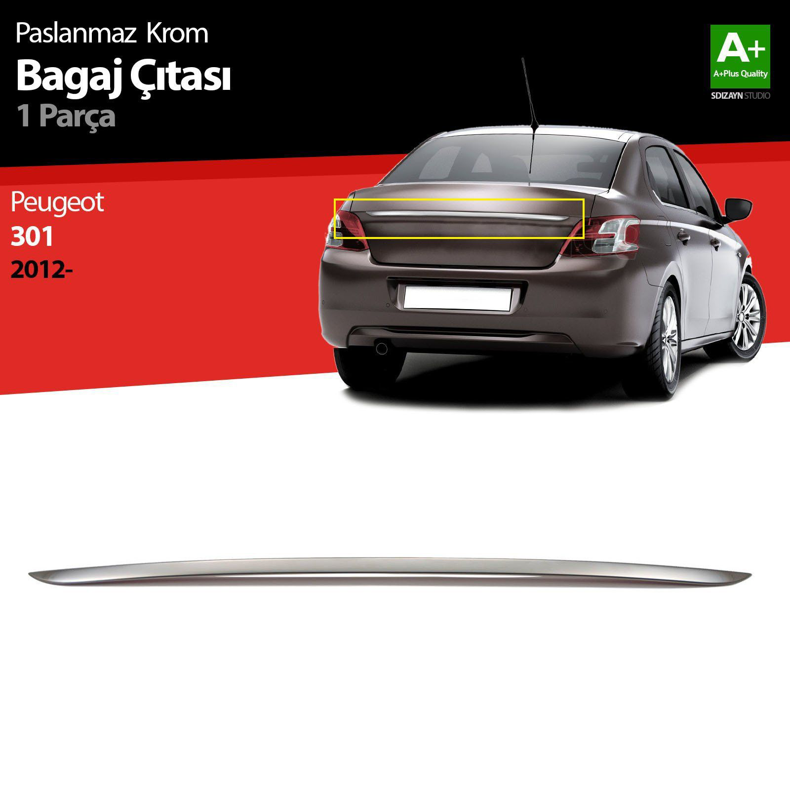 Peugeot 301 Uyumlu Krom Bagaj Çıtası 2012 Üzeri Peugeot 301 Uyumlu Krom Bagaj Çıtası 2012 Üzeri
