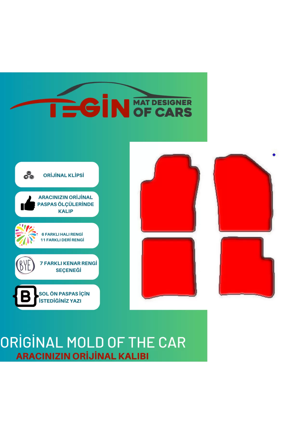 Peugeot 306 1993-2002 -3kapı Prime Gri Halı Gri Kenar Halı Paspas
