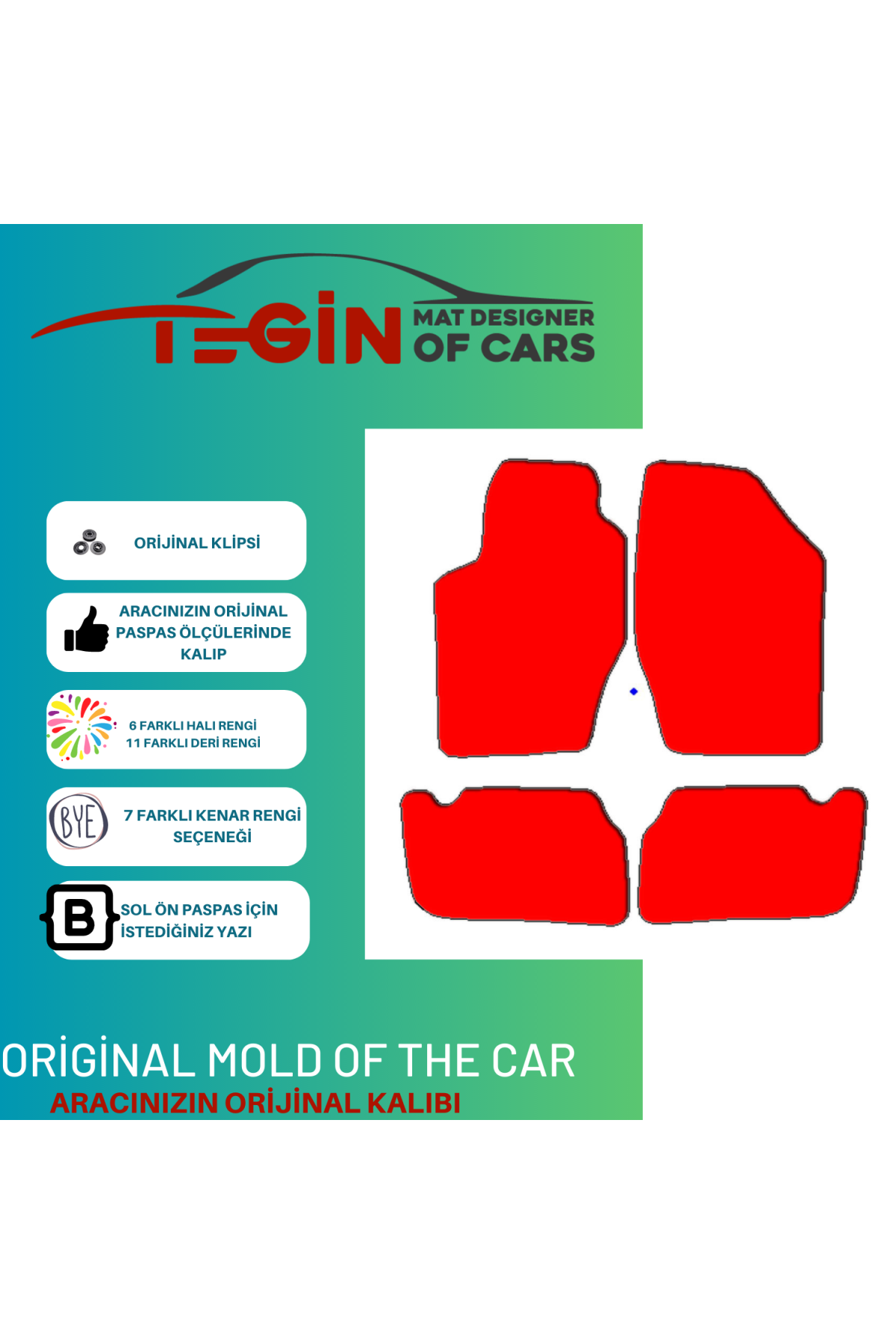 Peugeot 306 1993-2002 Prime Siyah Deri Sarı Kenar Paspas