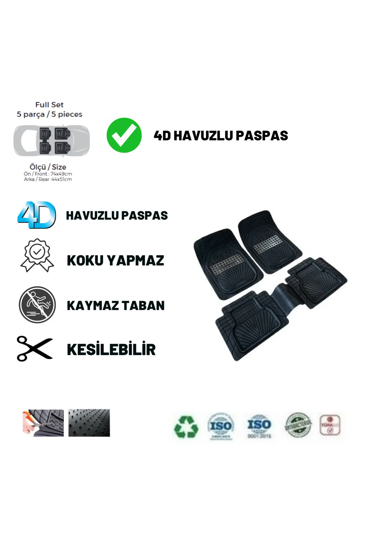 Peugeot 307 HB 2012 UYUMLU HAVUZLU ÜNİVERSAL YENİ NESİL PLUS PASPAS SİYAH - GRİ