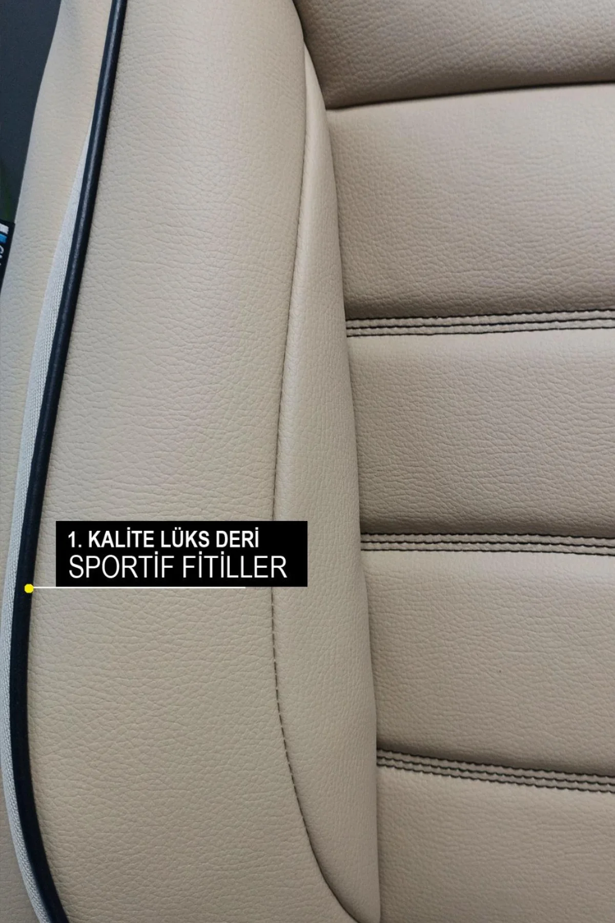 Peugeot 308 2007 ve sonrası Aracınıza Uyumlu JetDrive Deri Koltuk Kılııfı Bej