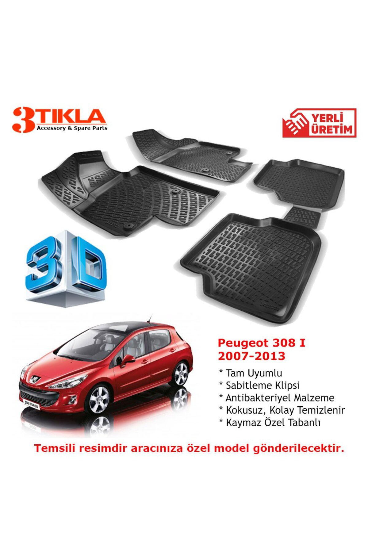 Peugeot 308 I 2007-2013 Premium 3D Havuzlu Paspas Seti Fiyatı, Yorumları ve Özellikleri