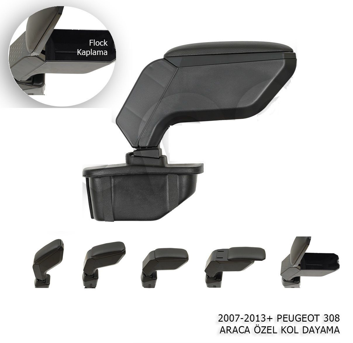 Peugeot 308 Uyumlu Kol Dayama Kolçak Siyah 2007-2013
