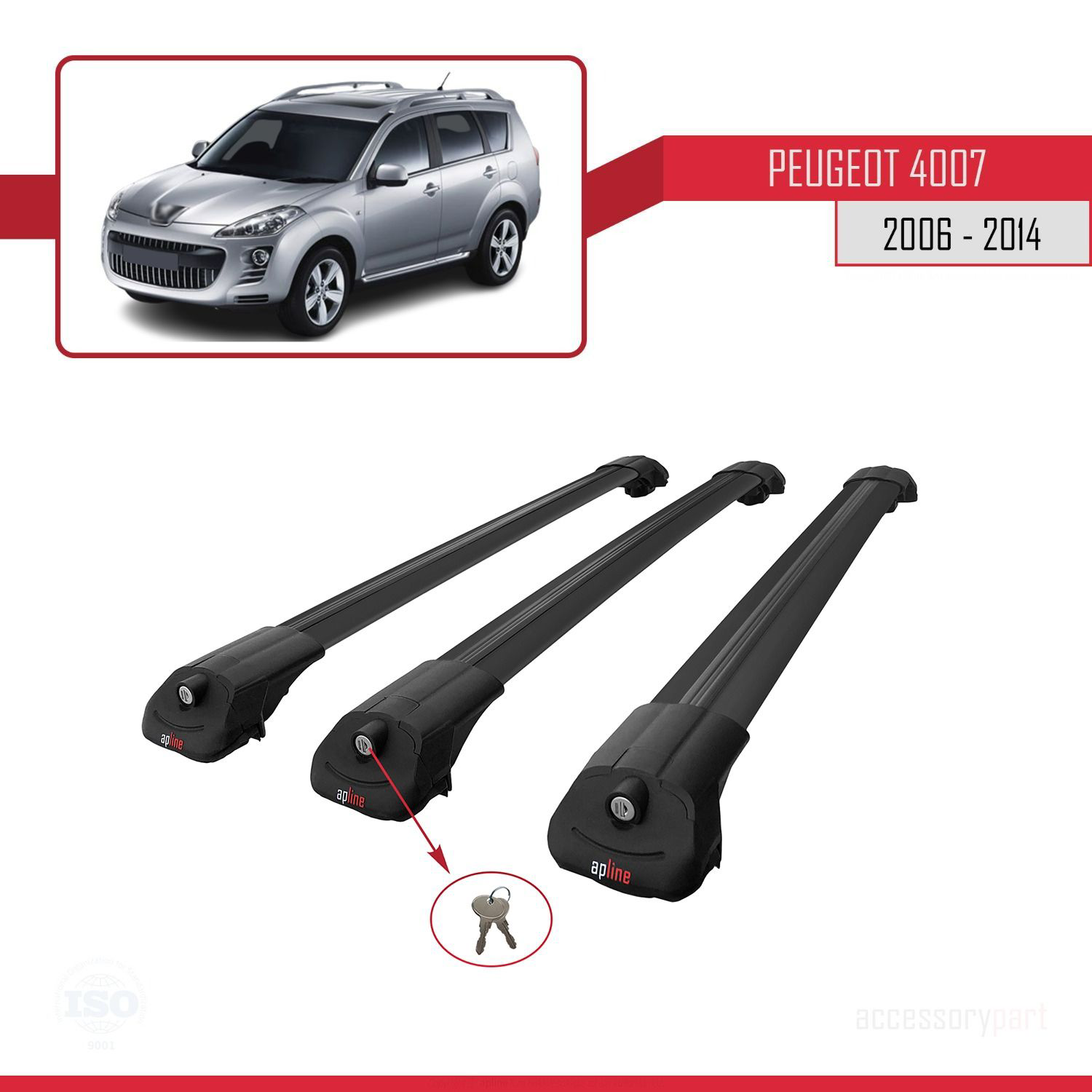 Peugeot 4007 2006-2014 Arası ile uyumlu ACE-1 Ara Atkı Tavan Barı