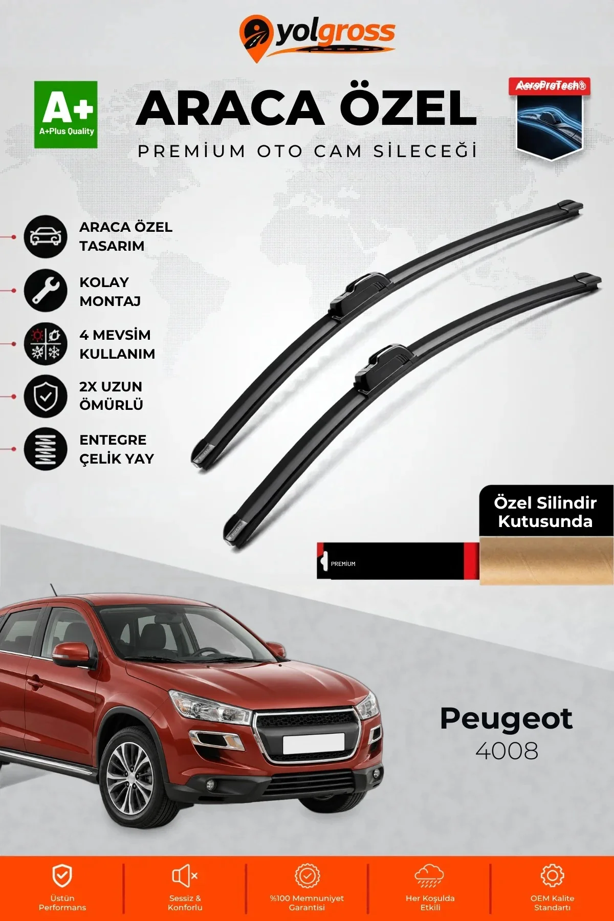Peugeot 4008 Ön Cam Silecek Seti 2012-2017 Premium Araca Özel 60-53 Cm A+ Kalite