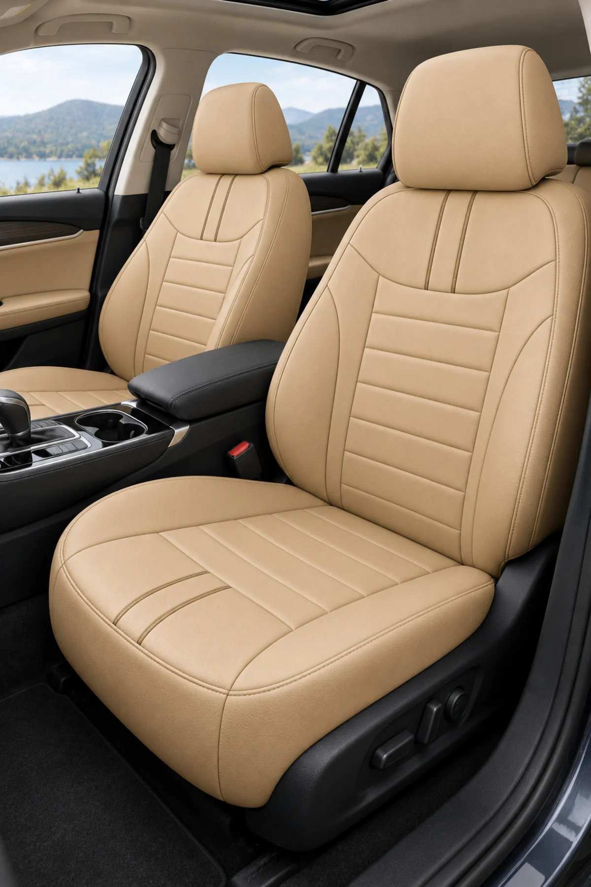 Peugeot 407 2004-2011 Uyumlu Colorline Elegance Deri Bej Koltuk Kılıfı