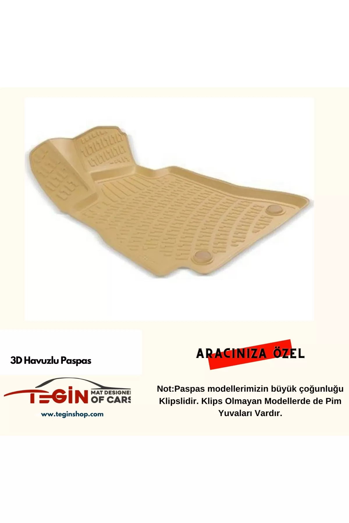 Peugeot 407 2010 3D Havuzlu Paspas Bej