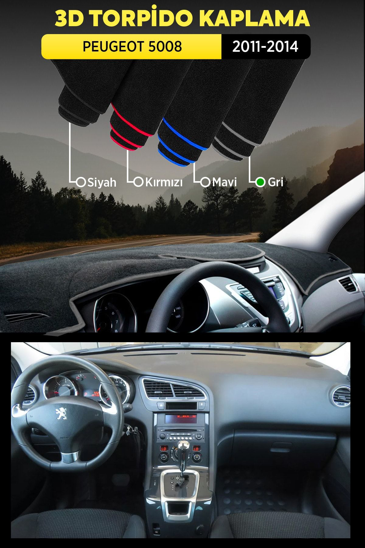 Peugeot 5008 (2011-2014) 3d Torpido Koruma Kılıfı - Ön Göğüs Kapl