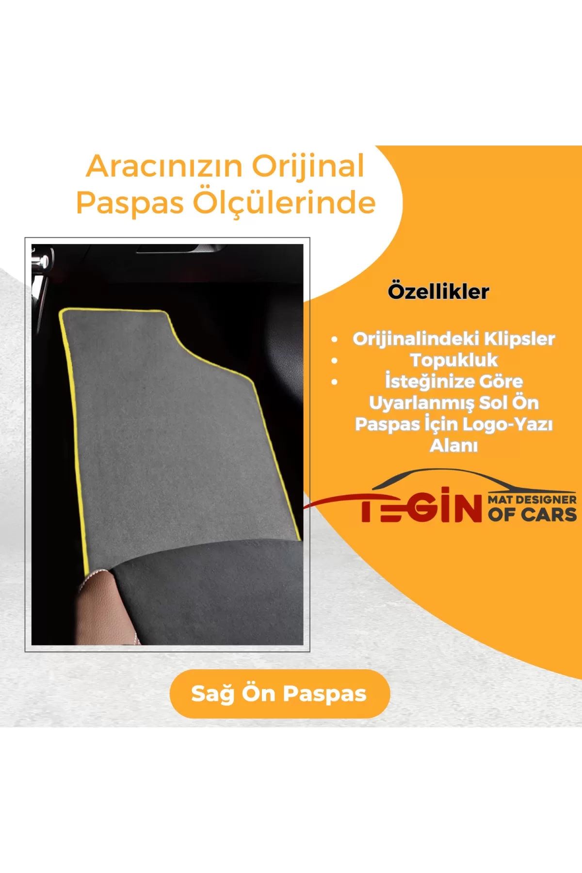 Peugeot 508 2011 Ve Sonrası Prime Gri Halı Sarı Kenar Halı Paspas