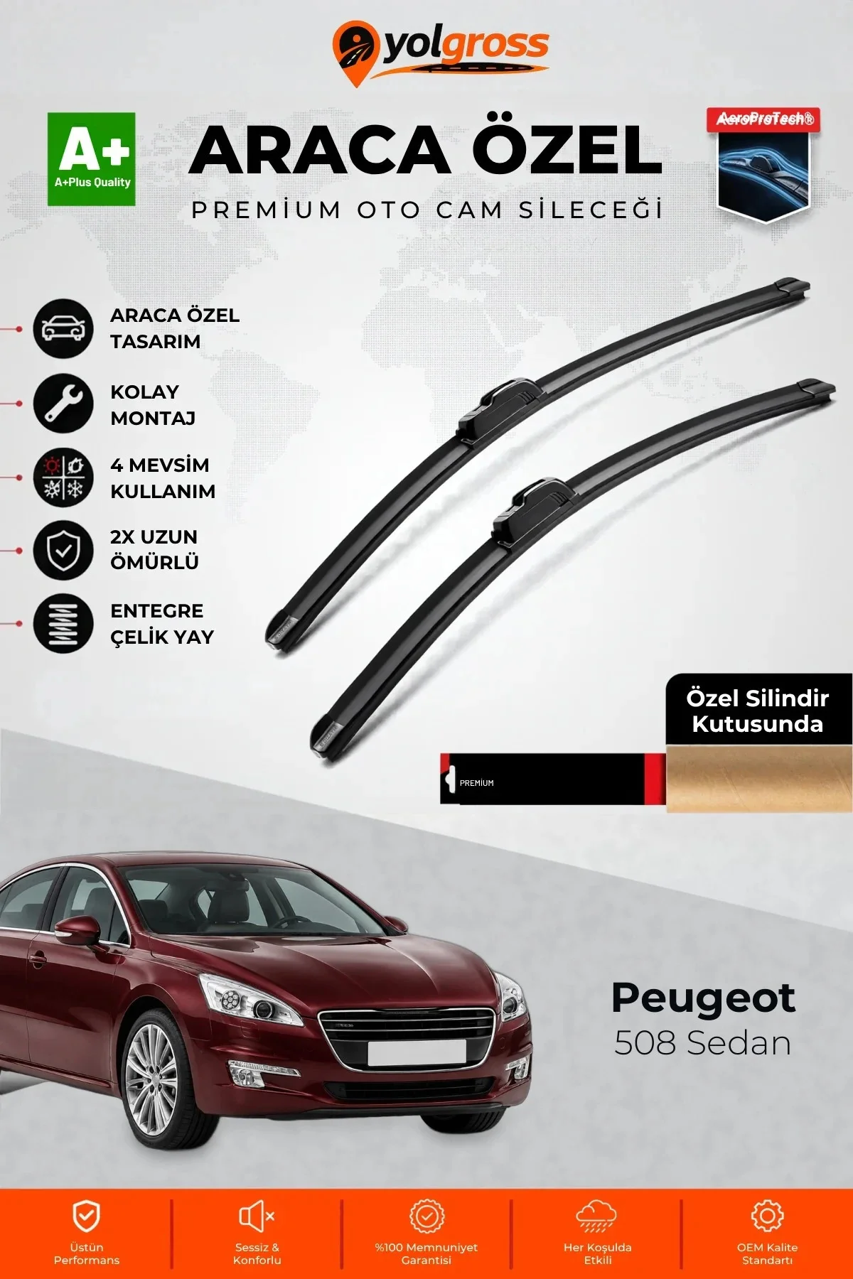 Peugeot 508 Sedan Ön Cam Silecek Seti 2010-2015 Premium Araca Özel 65-65 Cm A+ Kalite Peugeot 508 Sedan Ön Cam Silecek Seti 2010-2015 Premium Araca Özel 65-65 Cm A+ Kalite
