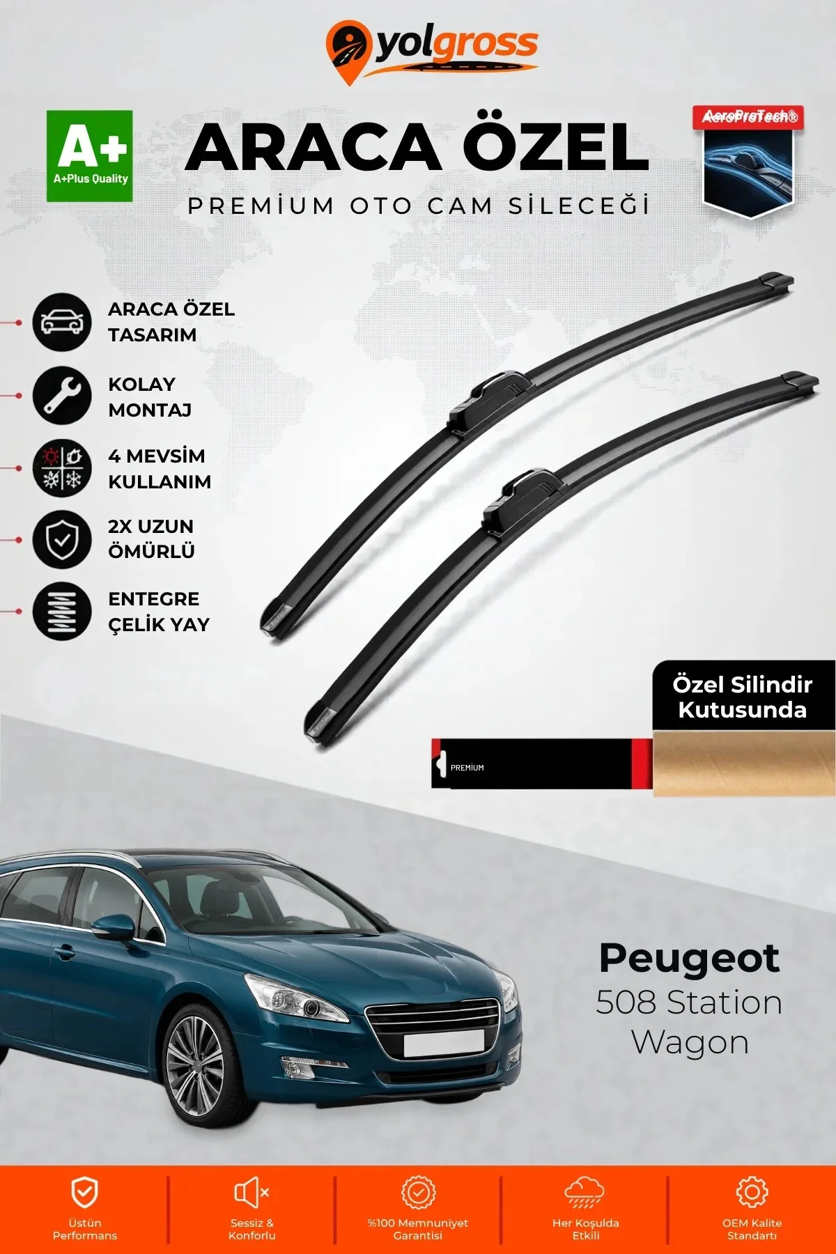 Peugeot 508 Station Wagon Ön Cam Silecek Seti 2010-2018 Premium Araca Özel 65-65 Cm A+ Kalite