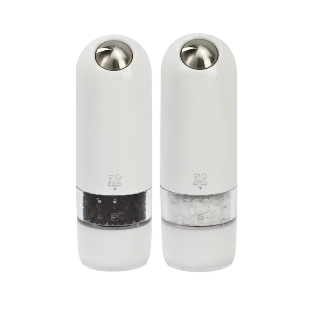 Peugeot Alaska Pilli Karabiber ve Tuz Değirmen Seti 17 Cm Beyaz