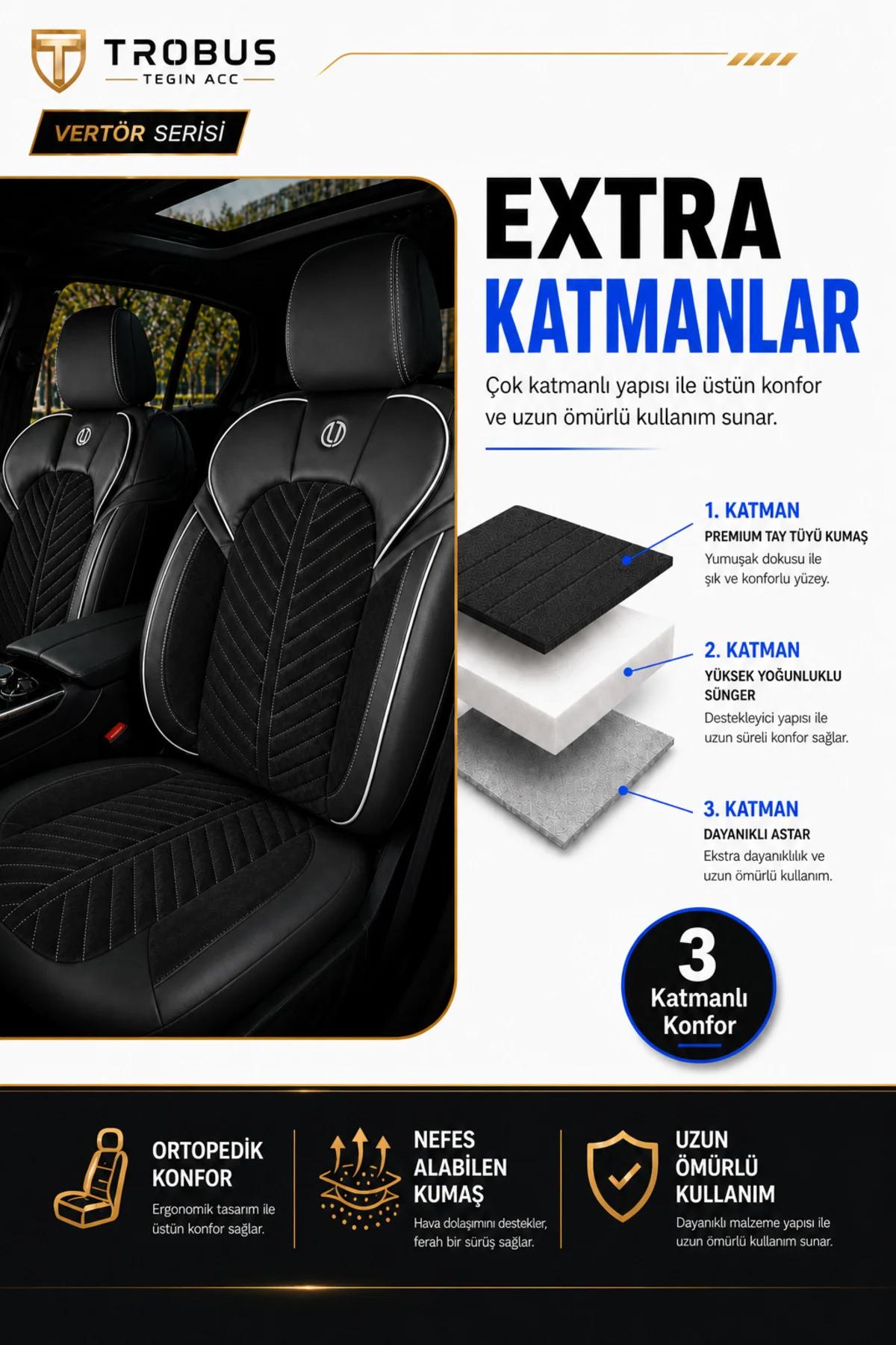 Peugeot Bibper 2008-2019 Uyumlu Süvari Serisi Tay Tüyü Siyah Beyaz Premium Koltuk Kılıfı