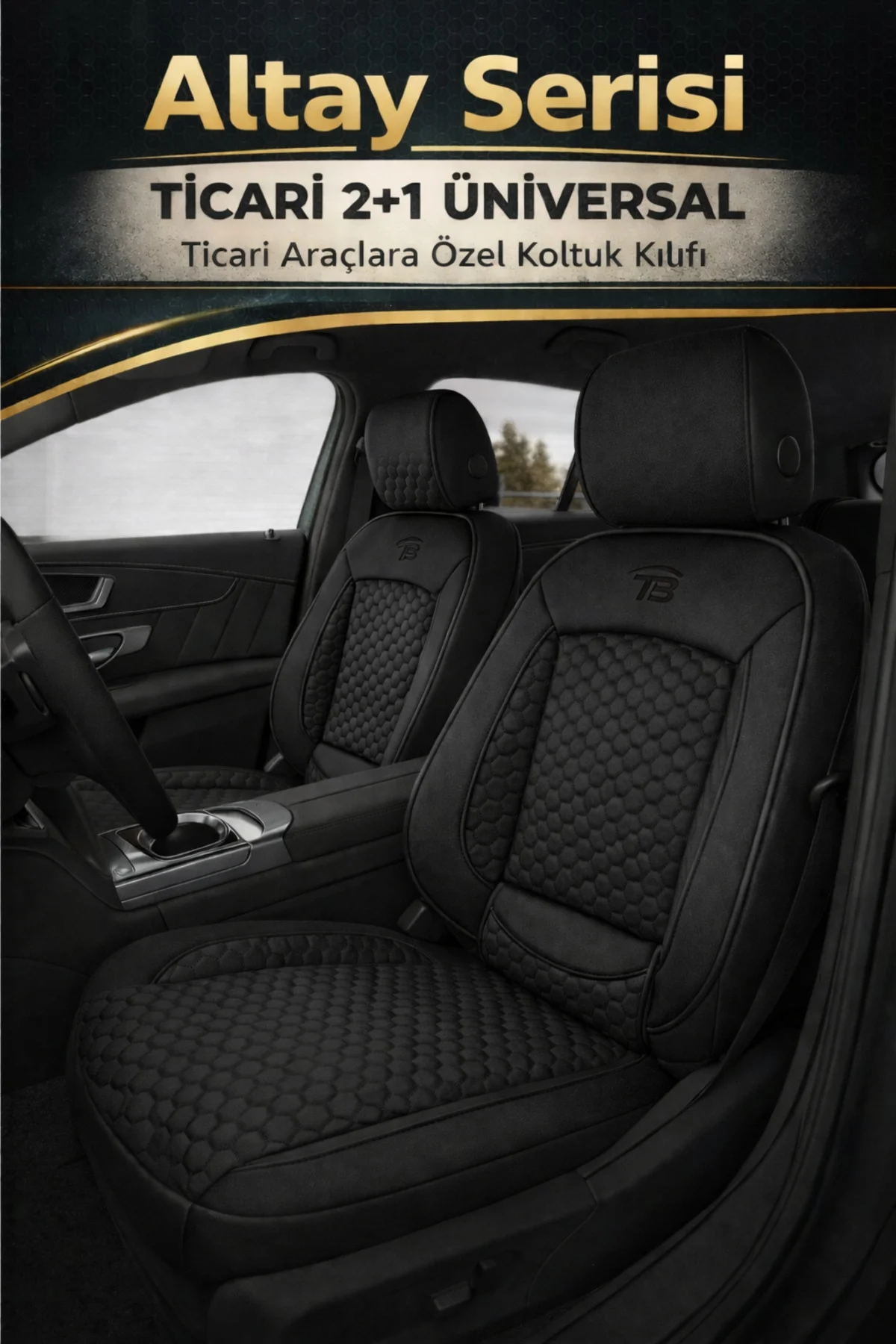 Peugeot Bipper 2008-2018 2+1 Arka Sırt Oturak Uyumlu Altay Serisi Siyah Koltuk Kılıfı