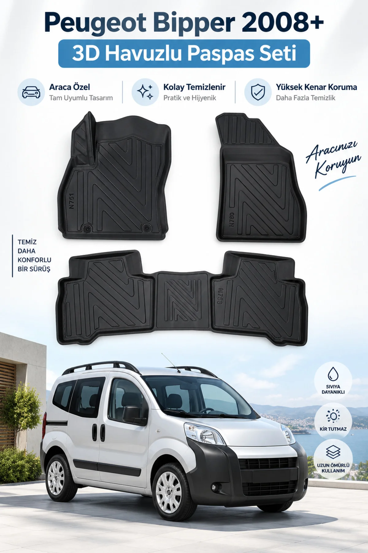 Peugeot Bipper 2008-2017 Karbon Desenli Premium 3D Havuzlu Oto Paspas Peugeot Bipper 2008-2017 Karbon Desenli Premium 3D Havuzlu Oto Paspas