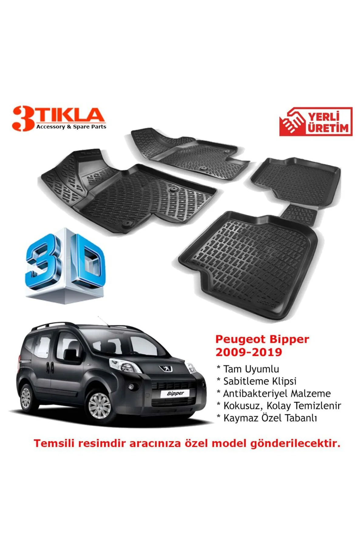 Peugeot Bipper 2009-2019 Premium 3D Havuzlu Paspas Seti Peugeot Bipper 2009-2019 Premium 3D Havuzlu Paspas Seti