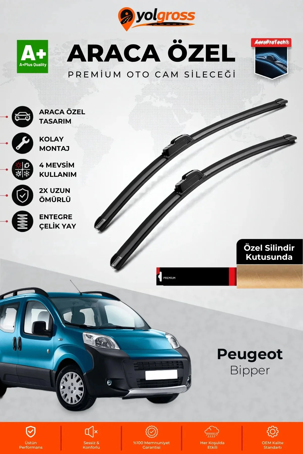 Peugeot Bipper Ön Cam Silecek Seti 2008 Üzeri Premium Araca Özel 65-48 Cm A+ Kalite