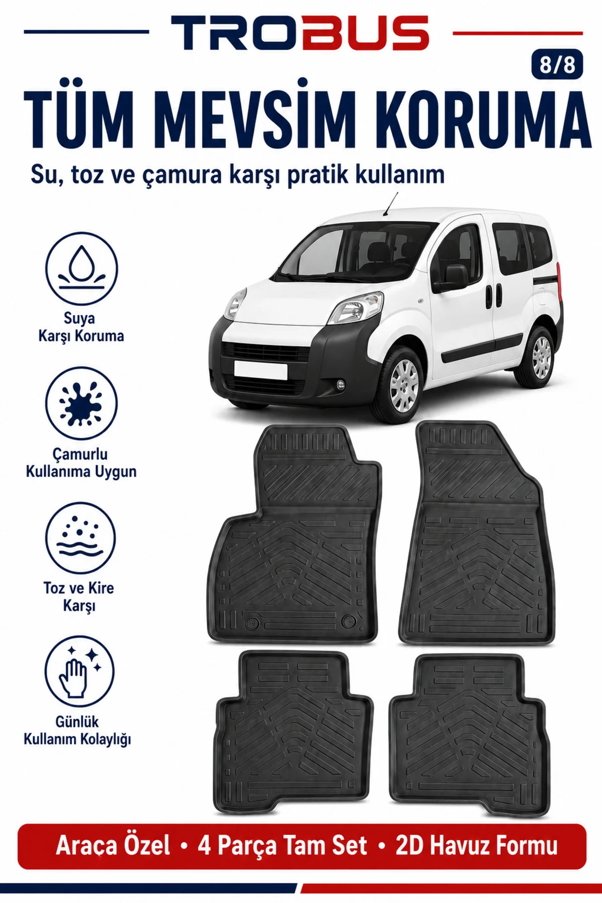 Peugeot Bipper Tepee 2008-2017 2D Havuzlu Paspas Fiyatı, Yorumları ve Özellikleri