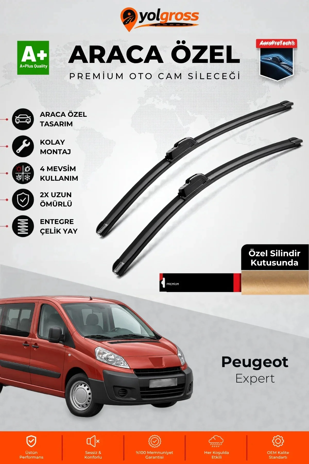 Peugeot Expert Ön Cam Silecek Seti 2007-2016 Premium Araca Özel 70-50 Cm A+ Kalite