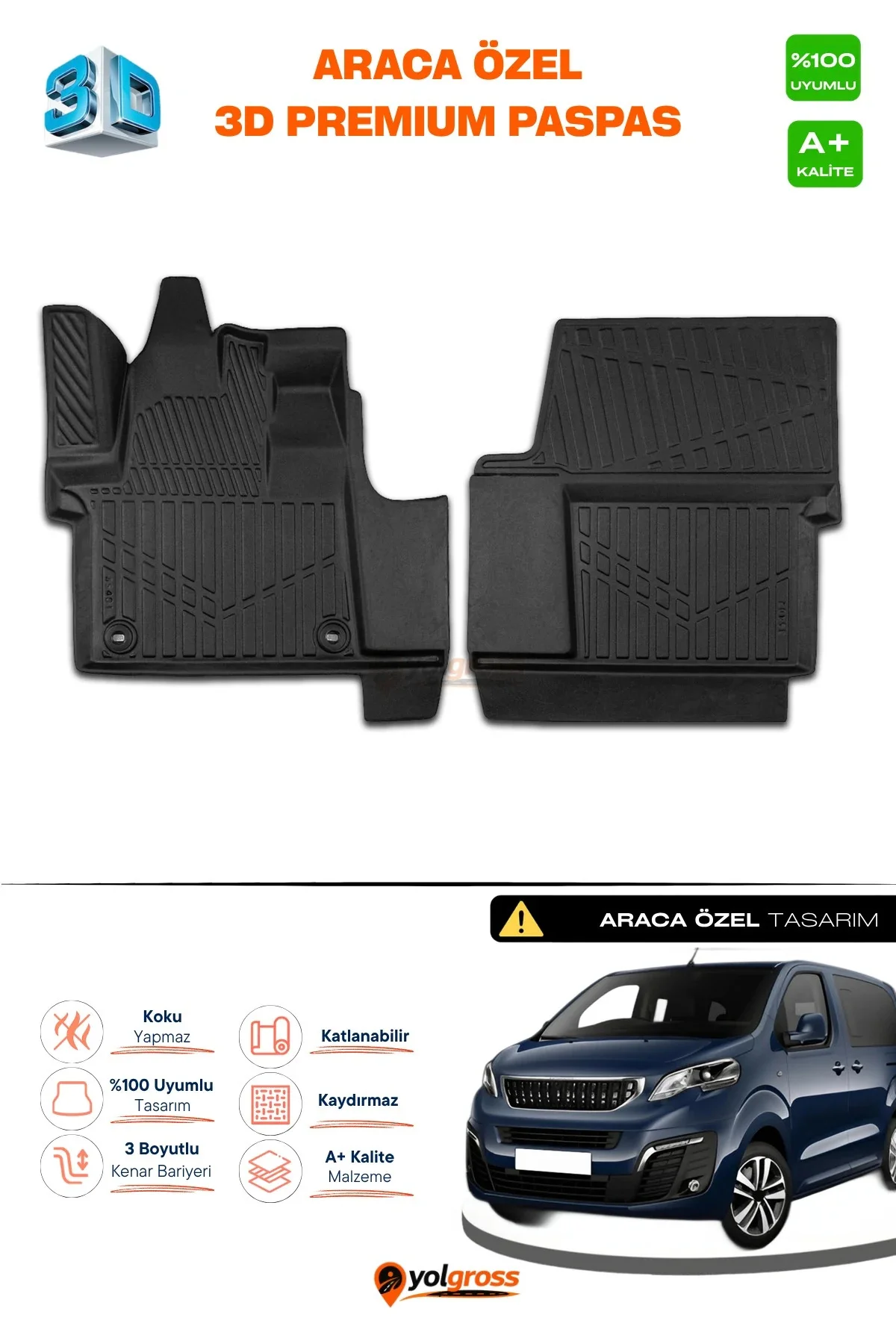 Peugeot Expert Traveller 3D Pro Havuzlu Paspas 2016 Üzeri A+ Kalite Peugeot Expert Traveller 3D Pro Havuzlu Paspas 2016 Üzeri A+ Kalite