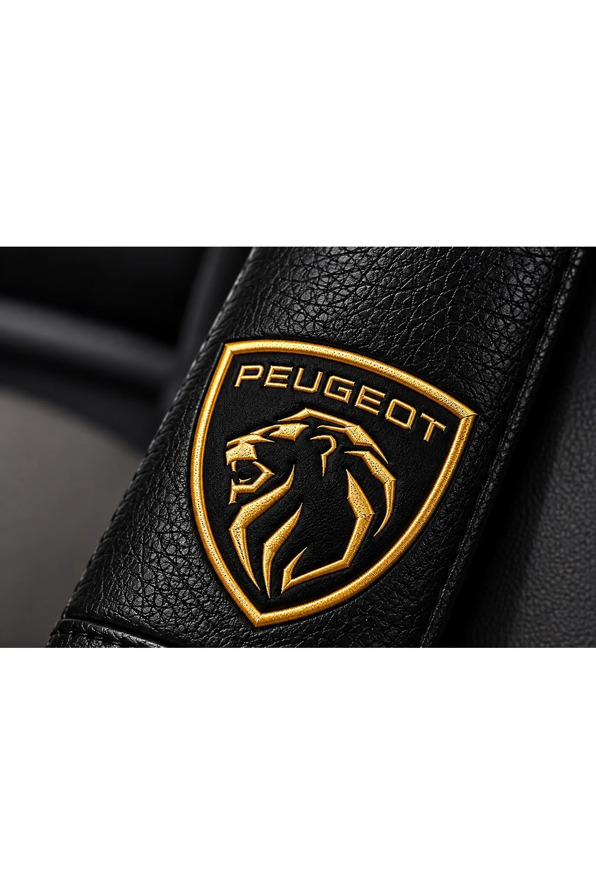 Peugeot Gold Logolu 2 Adet Boyun Yastığı + 2 Adet Kemer Pedi Siyah Suni Deri 4 Parça Oto Konfor Seti Peugeot Gold Logolu 2 Adet Boyun Yastığı + 2 Adet Kemer Pedi Siyah Suni Deri 4 Parça Oto Konfor Seti - Görsel 4