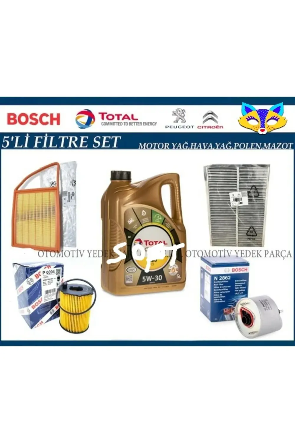 Peugeot Partner 1.6 Hdi Euro 5 Filtre Bakım Seti + TOTAL İNEO ECS