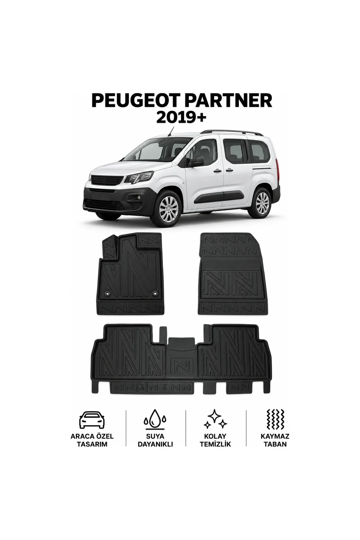 Peugeot Partner 2019 Sonrası Karbon Desenli Premium 3D Havuzlu Oto Paspas Peugeot Partner 2019 Sonrası Karbon Desenli Premium 3D Havuzlu Oto Paspas