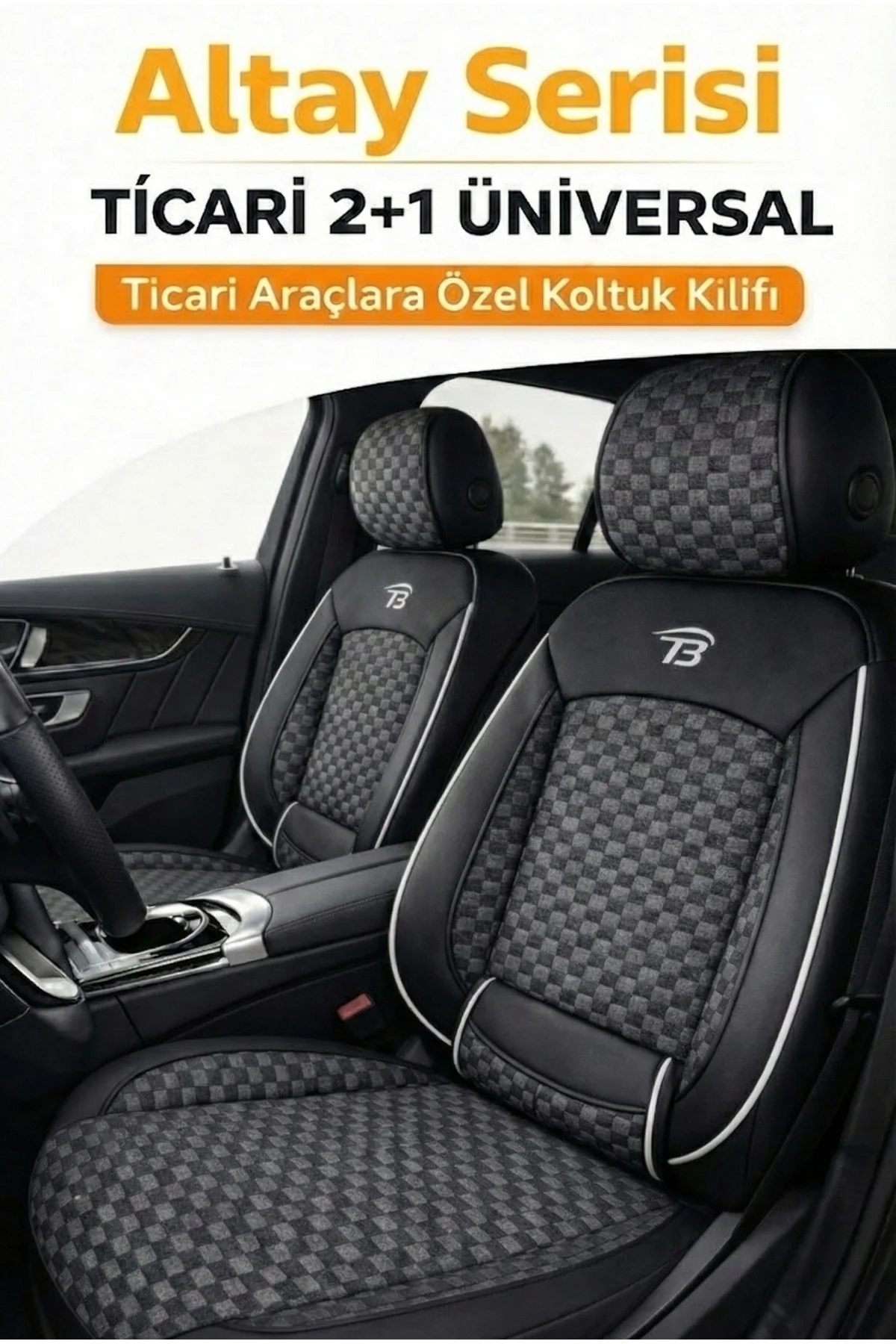 Peugeot Partner Tepee 2009-2019 2+1 Arka Sırt Oturak Uyumlu Altay Serisi Siyah Koltuk Kılıfı