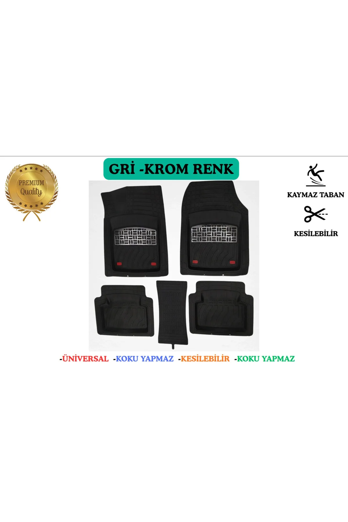 Peugeot Partner Tepe 2017 3D 5 Parça 3,5 Cm Havuzlu Oto Paspas Siyah - Gümüş
