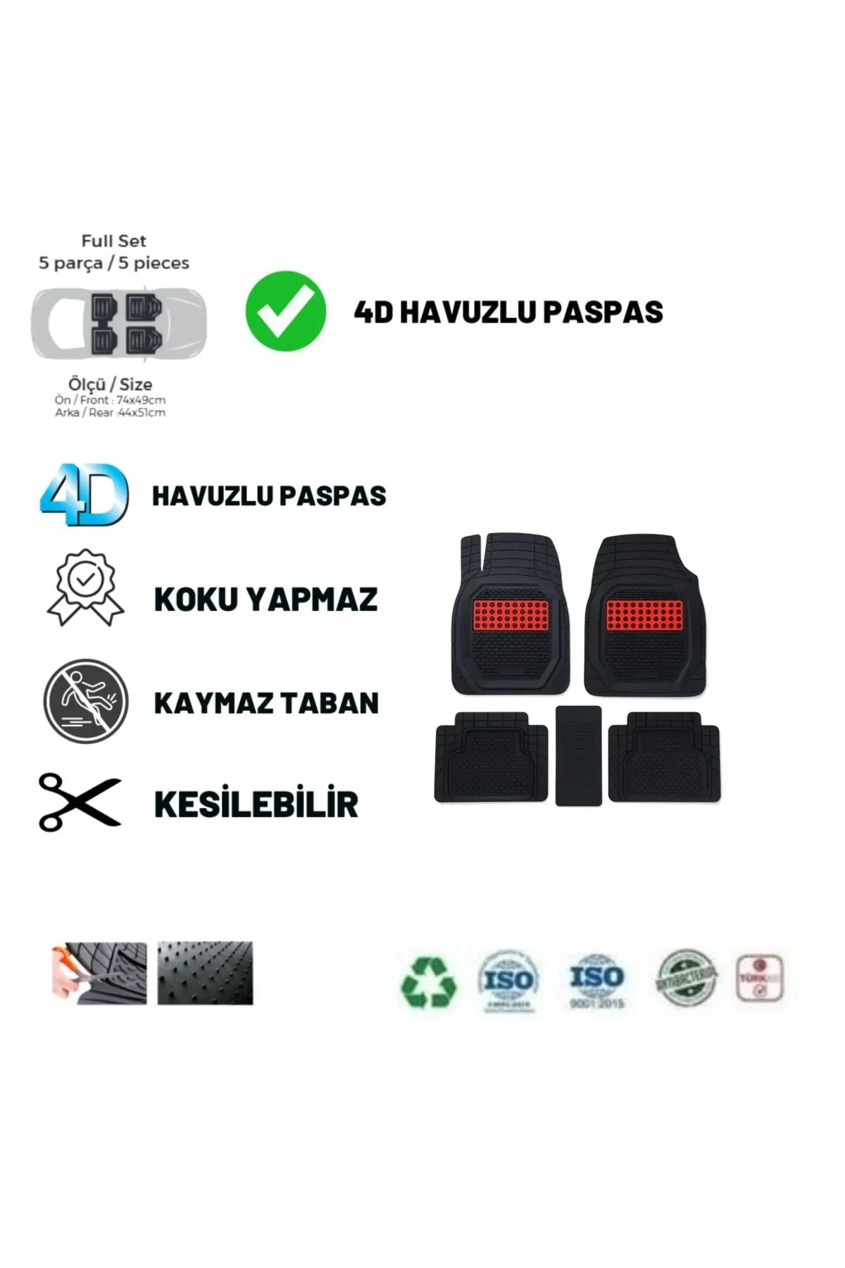 Peugeot Partner Tepe 2015 UYUMLU HAVUZLU ÜNIVERSAL YENİ NESİL PLUS PASPAS SİYAH - KIRMIZI