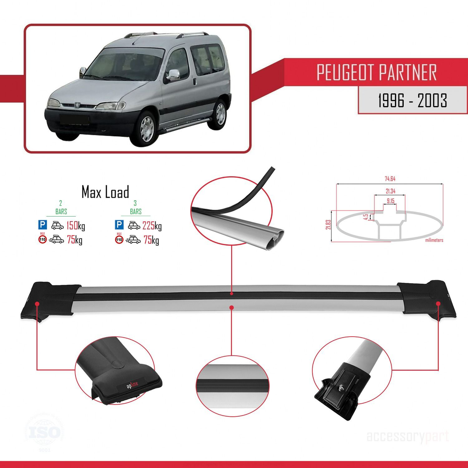 Peugeot Partner 1996-2003 Arası ile uyumlu FLY Model Ara Atkı Tav