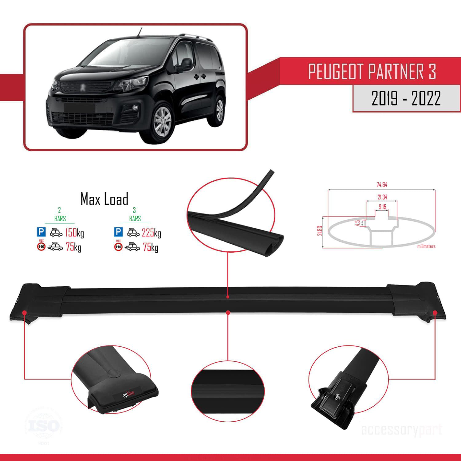 Peugeot Partner 2019-2022 Arası ile Uyumlu FLY Model Ara Atkı Tav