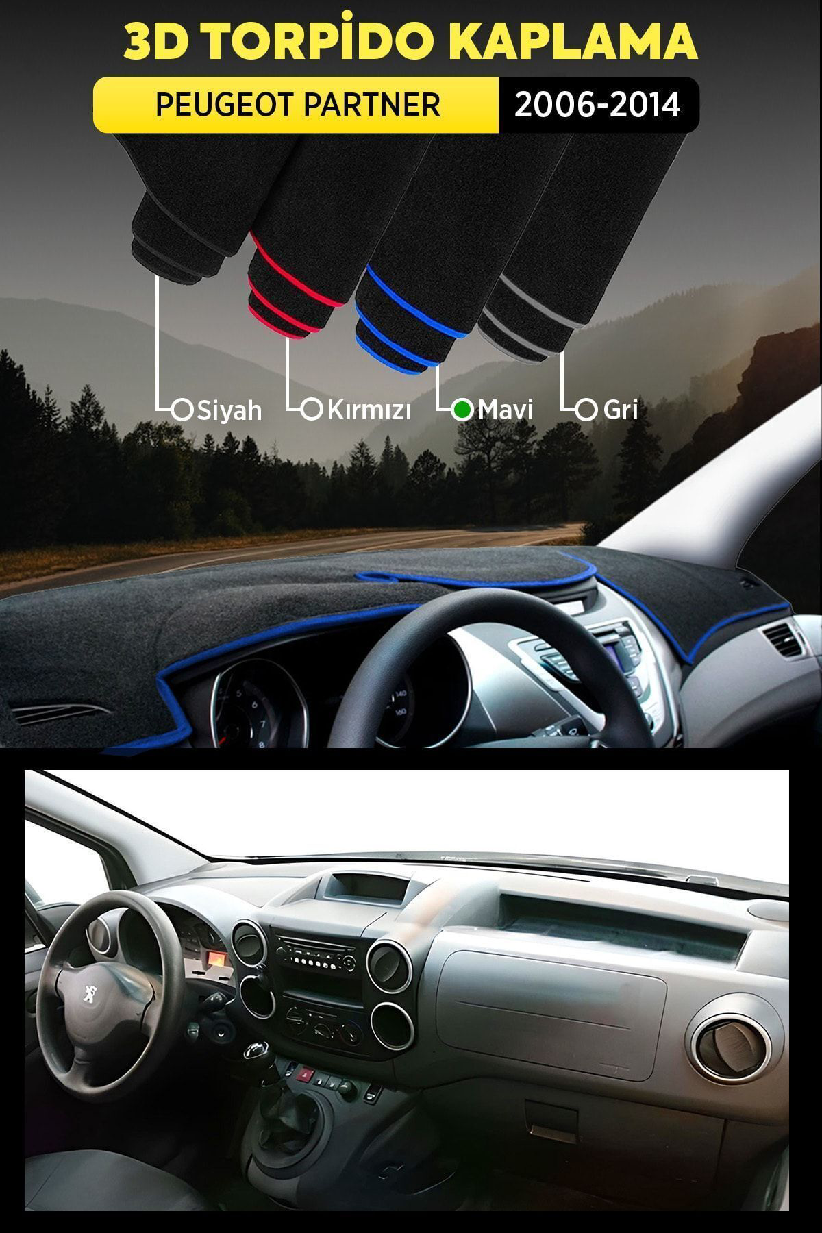 Peugeot Partner (2006-2014) 3d Torpido Koruma Kılıfı - Ön Göğüs K