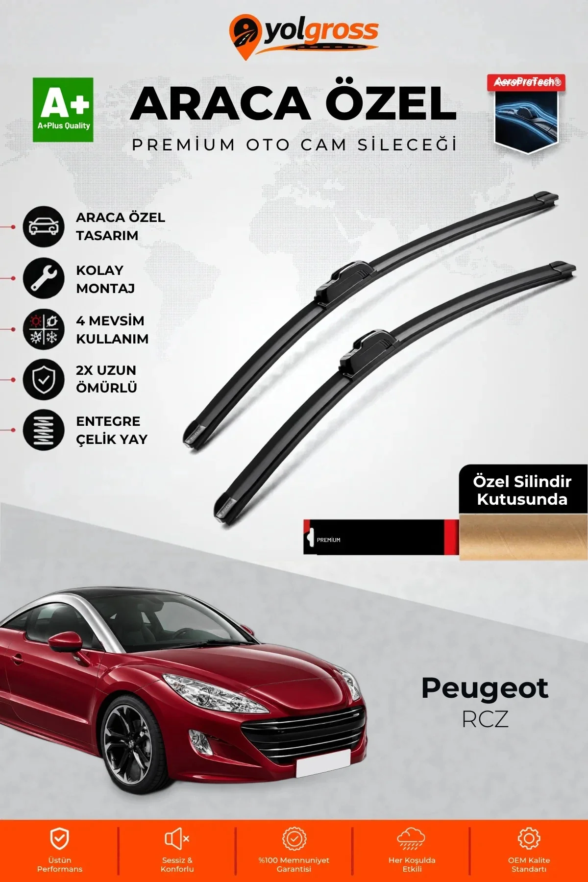 Peugeot RCZ Ön Cam Silecek Seti 2010 Üzeri Premium Araca Özel 65-65 Cm A+ Kalite