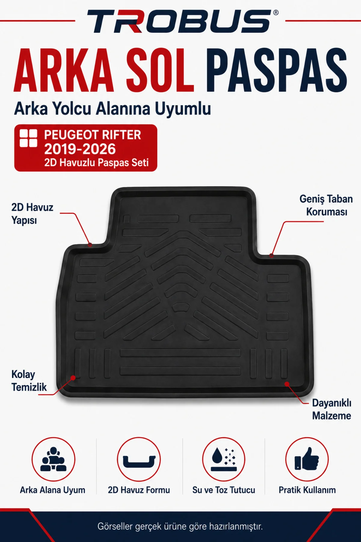Peugeot Rifter 2019-2026 Otomatik Vites 2D Havuzlu Paspas