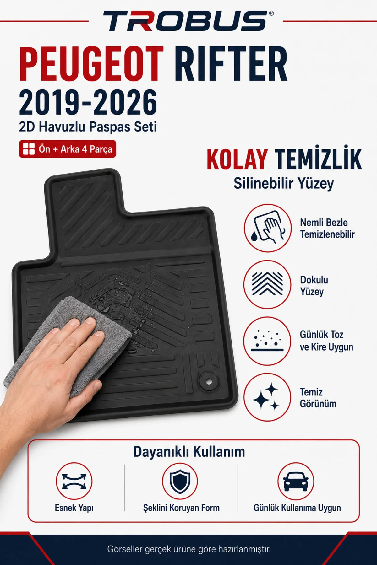 Peugeot Rifter 2019-2026 Otomatik Vites 2D Havuzlu Paspas