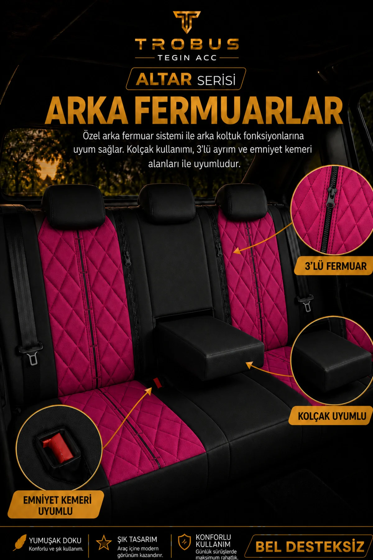 Peugeot Rifter 2019+ Uyumlu Altar Serisi Tay Tüyü Mavi Siyah Premium Koltuk Kılıfı
