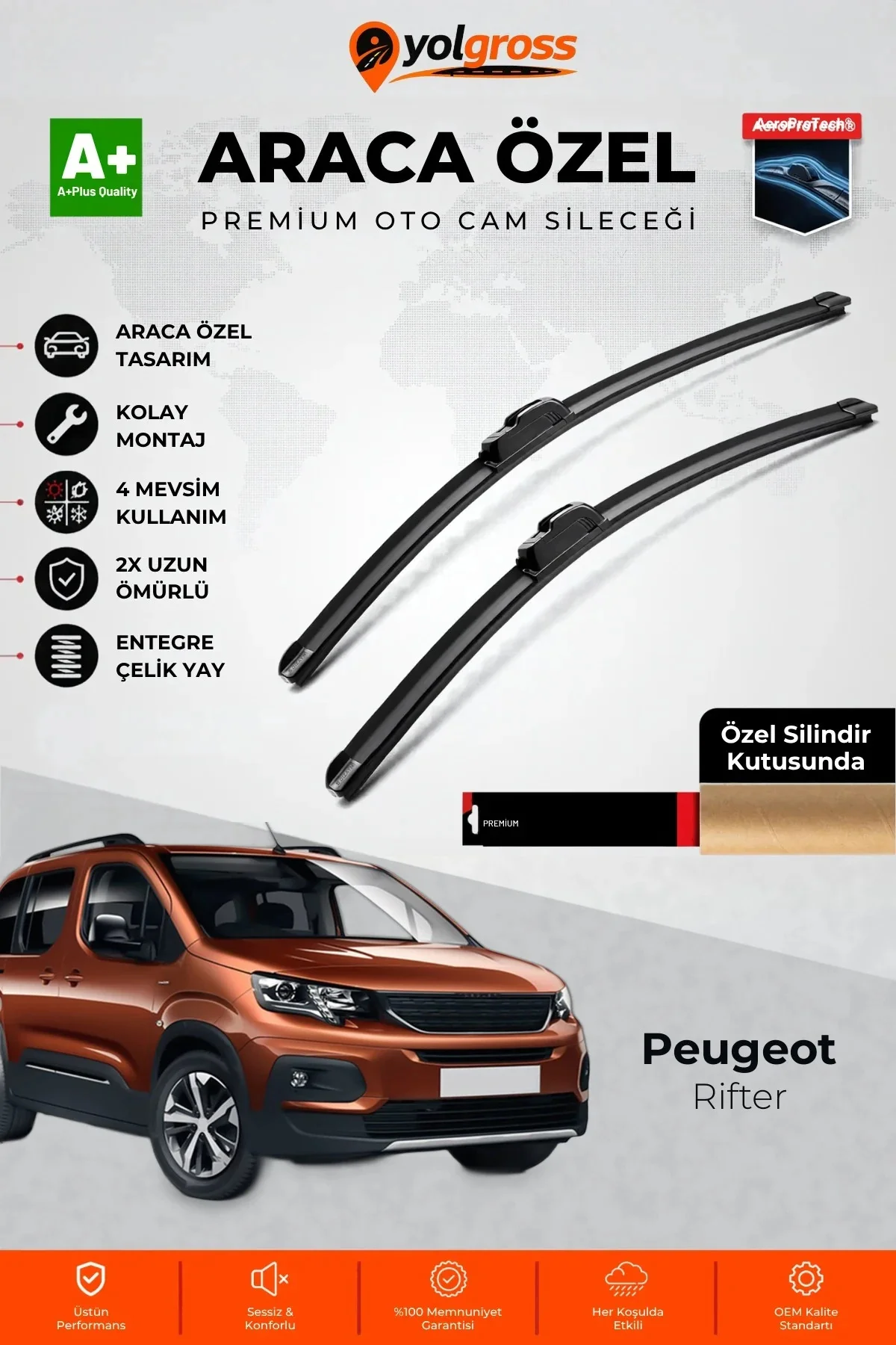 Peugeot Rifter Ön Cam Silecek Seti 2019 Üzeri Premium Araca Özel 65-43 Cm A+ Kalite