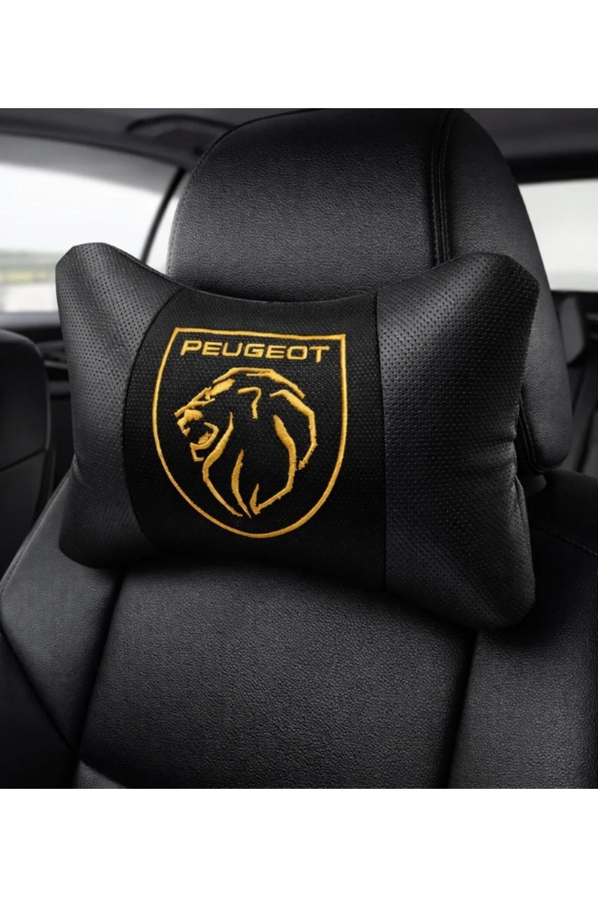 Peugeot Yeni Gold Nakışlı Boyun Yastığı 2'li Set Ortopedik Deri ve Kumaş Kombinli Konfor Yastığı Peugeot Yeni Gold Nakışlı Boyun Yastığı 2'li Set Ortopedik Deri ve Kumaş Kombinli Konfor Yastığı - Görsel 6