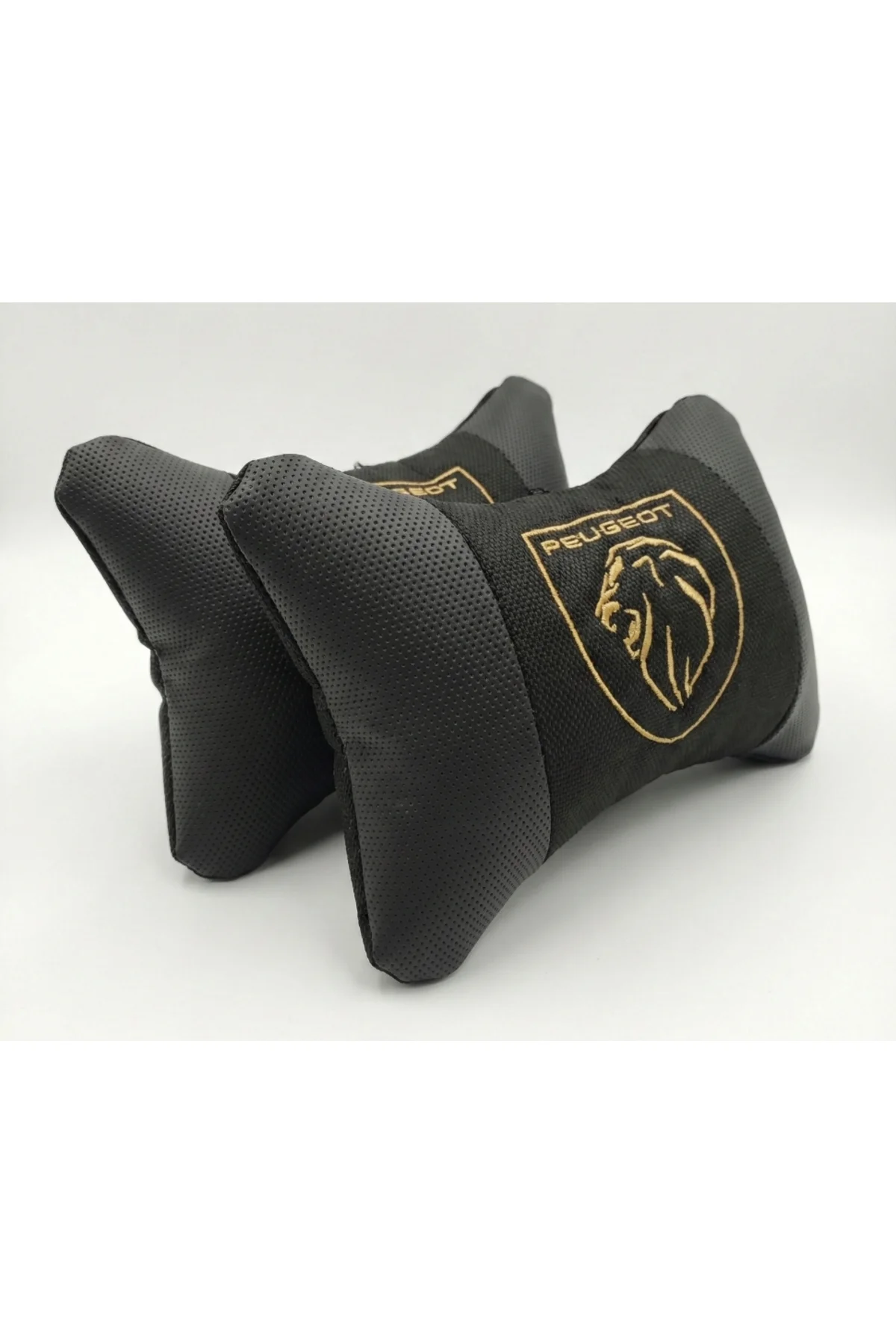 Peugeot Yeni Gold Nakışlı Boyun Yastığı 2'li Set Ortopedik Deri ve Kumaş Kombinli Konfor Yastığı Peugeot Yeni Gold Nakışlı Boyun Yastığı 2'li Set Ortopedik Deri ve Kumaş Kombinli Konfor Yastığı - Görsel 3